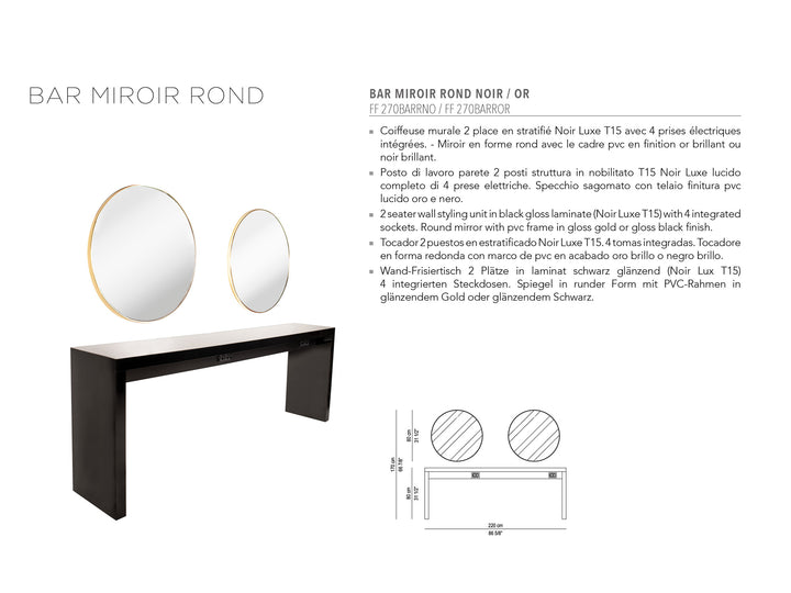 Nelson Mobilier POSTAZIONE DI PARRUCCHIERIA MIROIR ROND OR