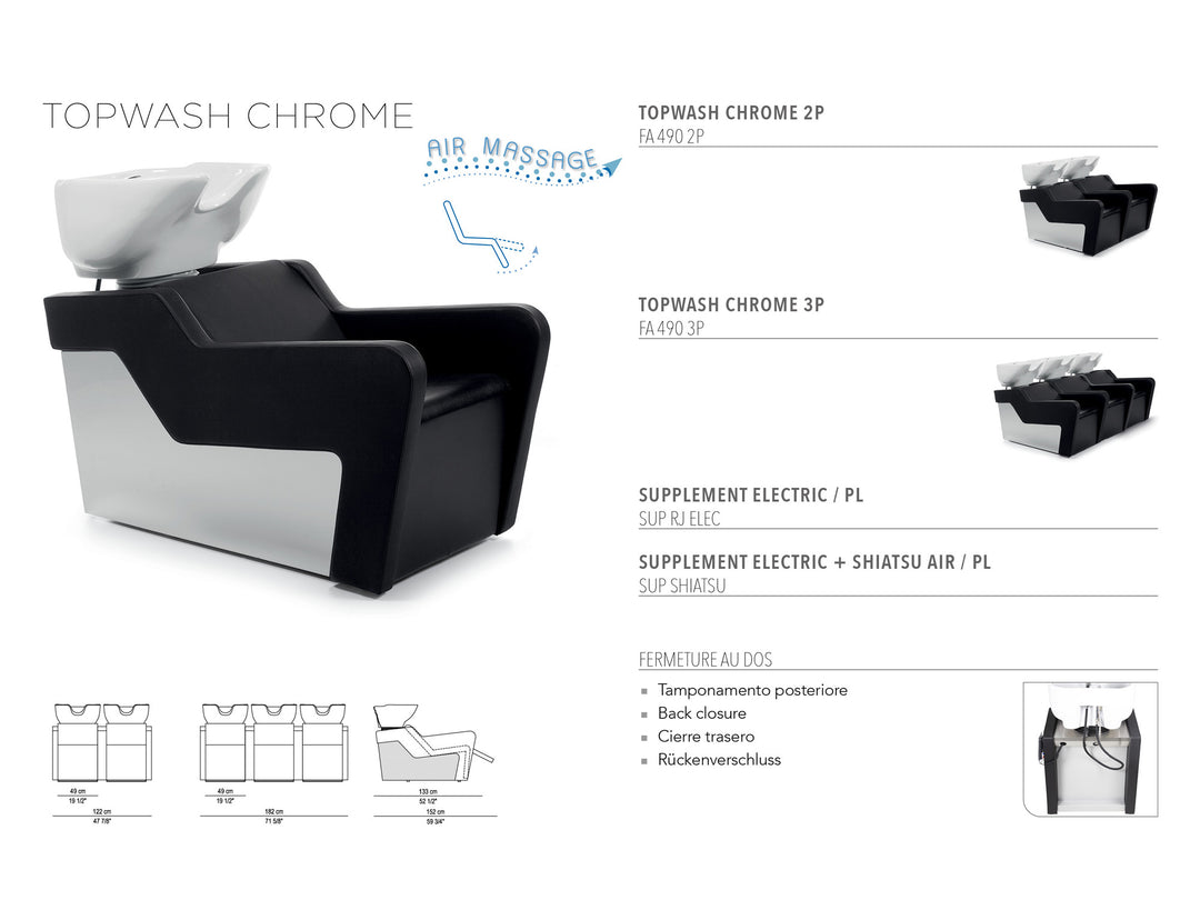 Nelson Mobilier SCAUN DE SPĂLARE TOPWASH CHROME