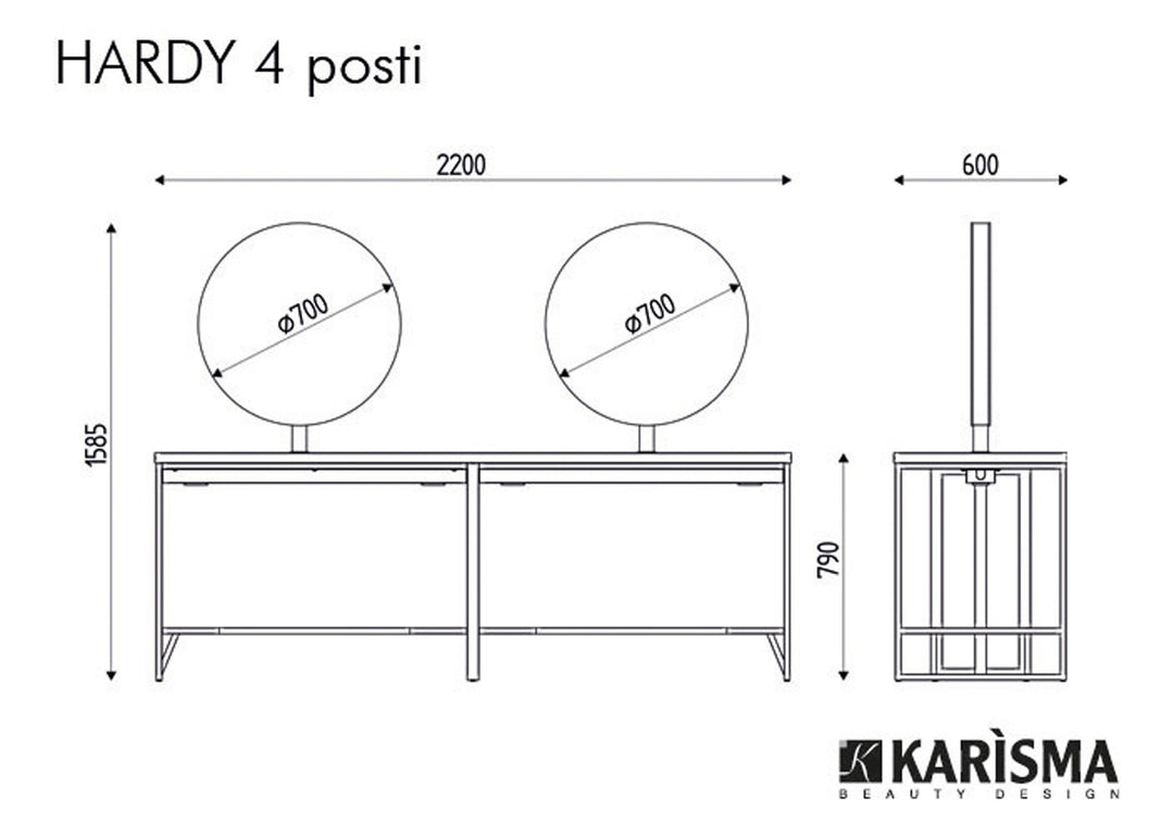 Karisma Kadeřnický stolek HARDY 4místný