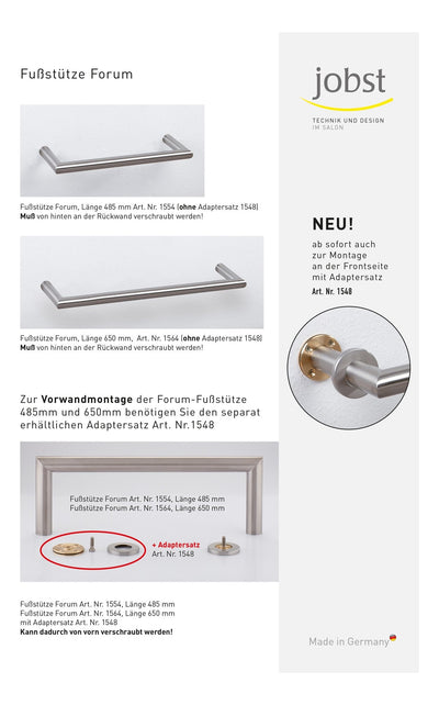 Salondesign24 Fußstütze Info aus Edelstahl 485 mm - Wandmontage