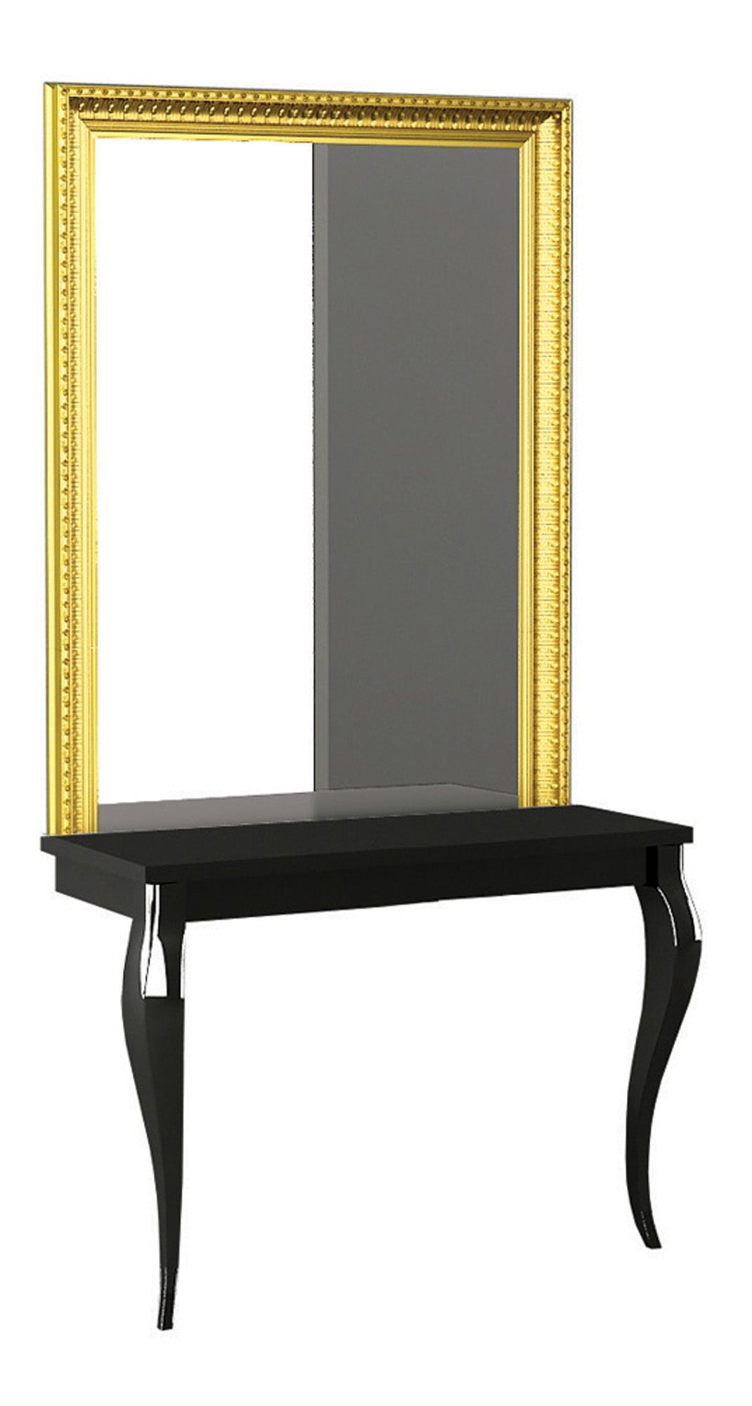 Pietranera FRISIERPLATZ BELLEVUE GLANZ SCHWARZ, SPIEGEL MIT BAROCK GOLD RAHMEN