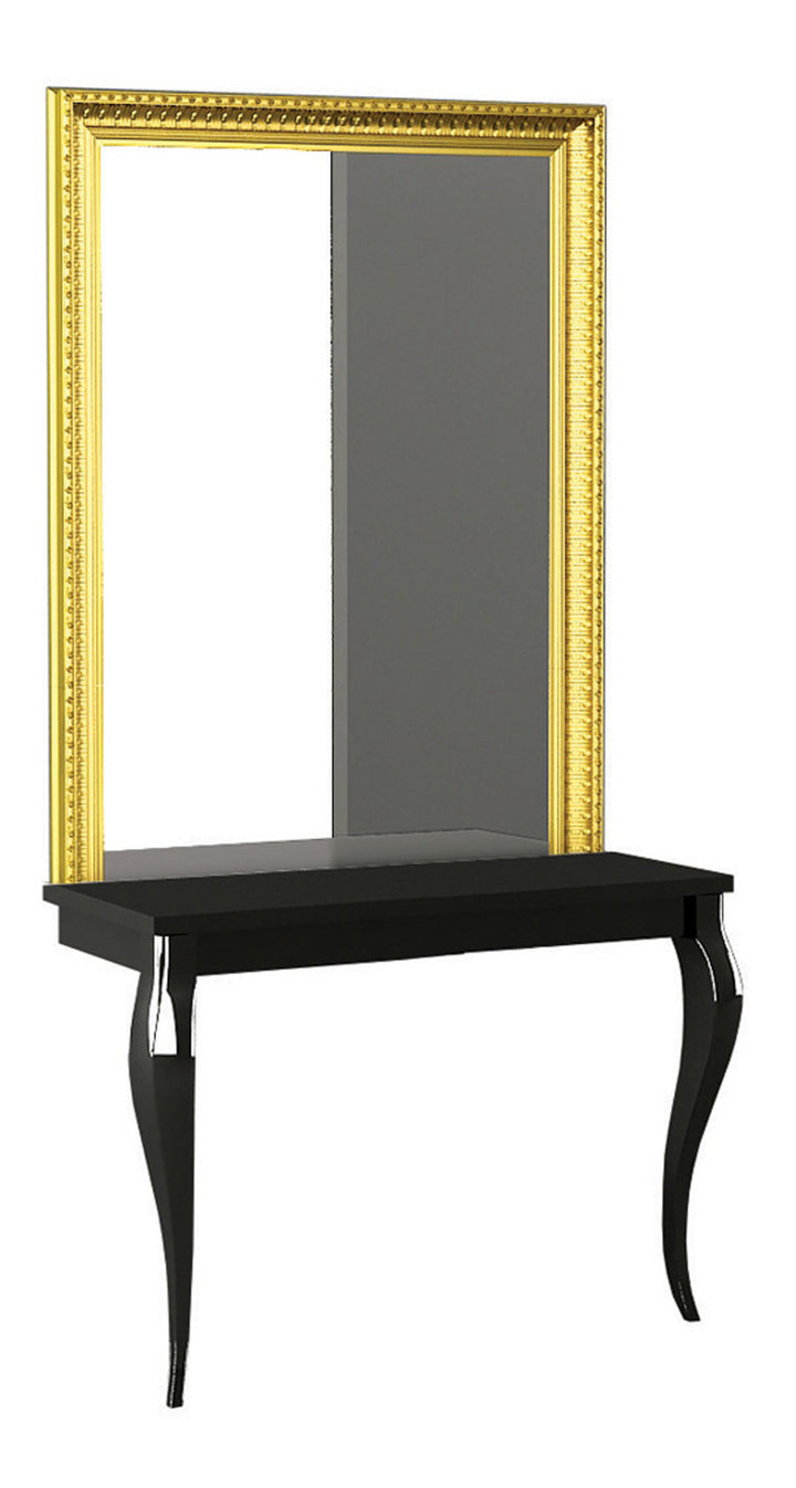 Pietranera FRISIERPLATZ BELLEVUE GLANZ SCHWARZ, SPIEGEL MIT BAROCK GOLD RAHMEN