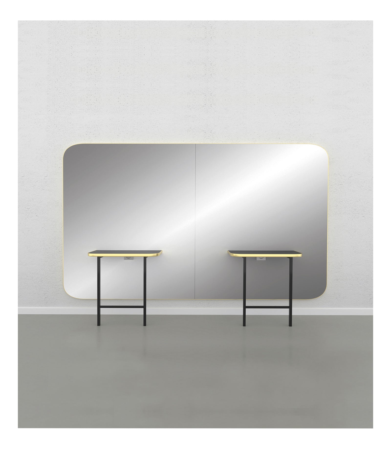 GammaStore Friseurspiegel MADISON GOLD INFINITE 2P (gold or black l. frame) with el. Sockets