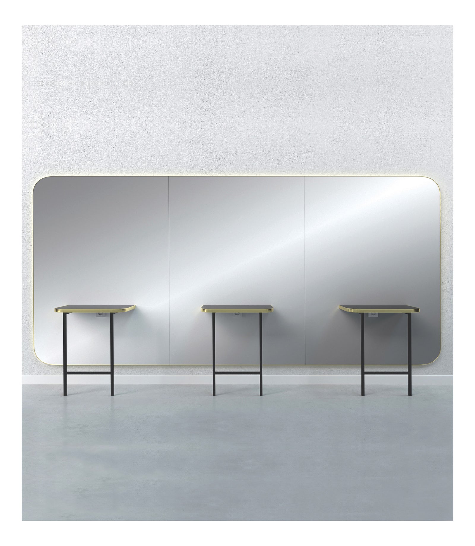 GammaStore Friseurspiegel MADISON GOLD INFINITE 3P (gold or black l. frame) with el. Sockets