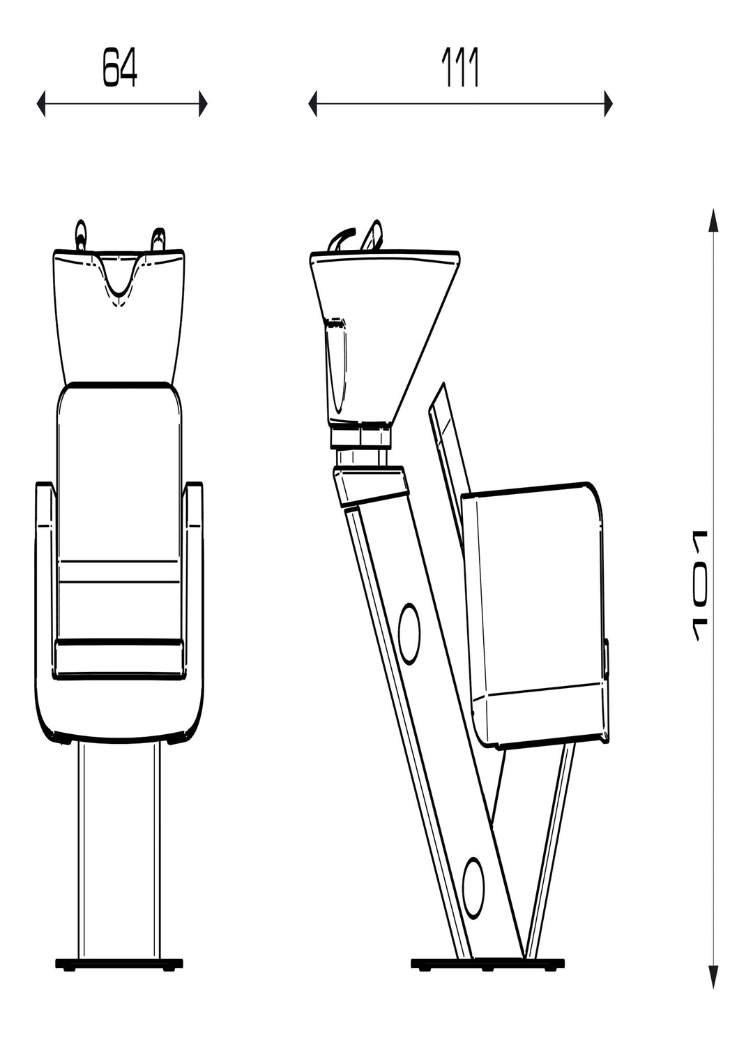 Pietranera WASCHANLAGE OM-X OPTIMA MIT ARMLEHNEN ALU, FEST,  SILBER LACKIERTE STRUKTUR