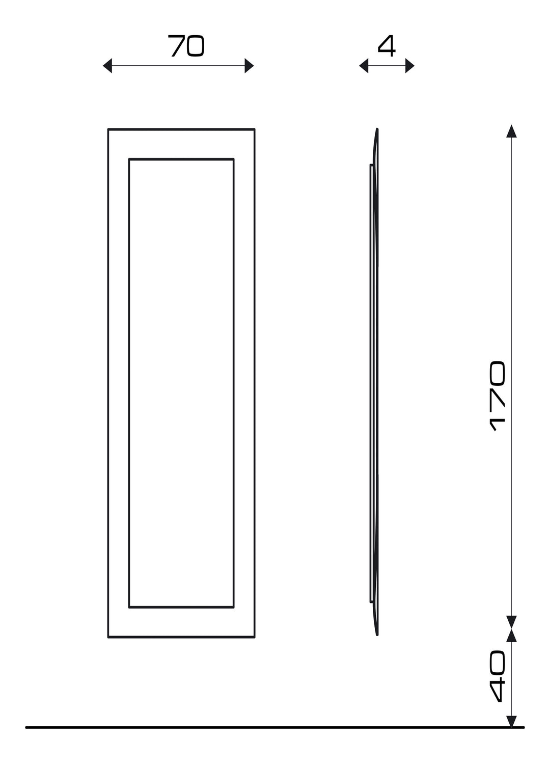 Pietranera WANDARBEITSPLATZ VIRTO GEFORMTER SPIEGEL AUS GUSSGLAS SCHWARZ LACKIERT