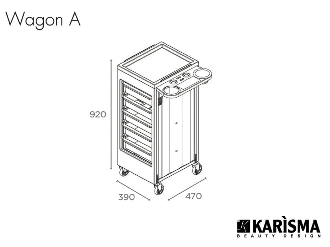 Karisma WAGON Un carrello di servizio, CON CASSETTI APERTI
