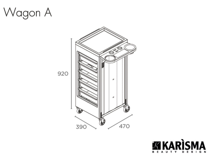 Karisma WAGON Un carrello di servizio, CON CASSETTI APERTI