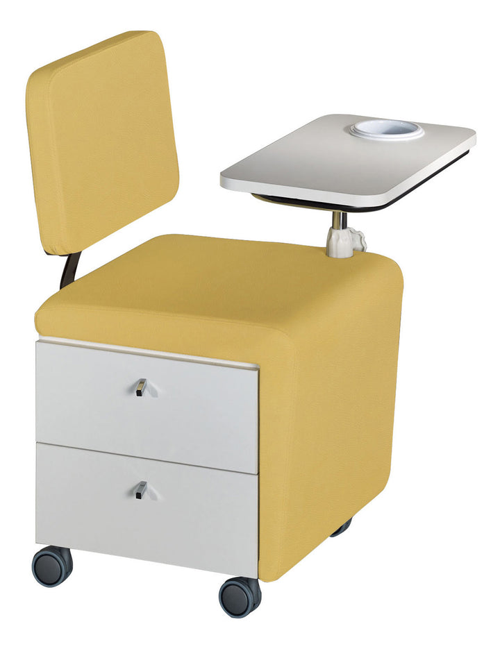 Medical &amp; Beauty CARRO DE MANICURA WALLIE CON ASIENTO, respaldo y superficie de trabajo giratoria