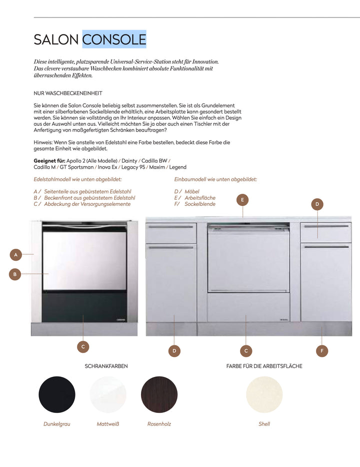 Takara Belmont Salon Console : ensemble complet de lavabo encastrable