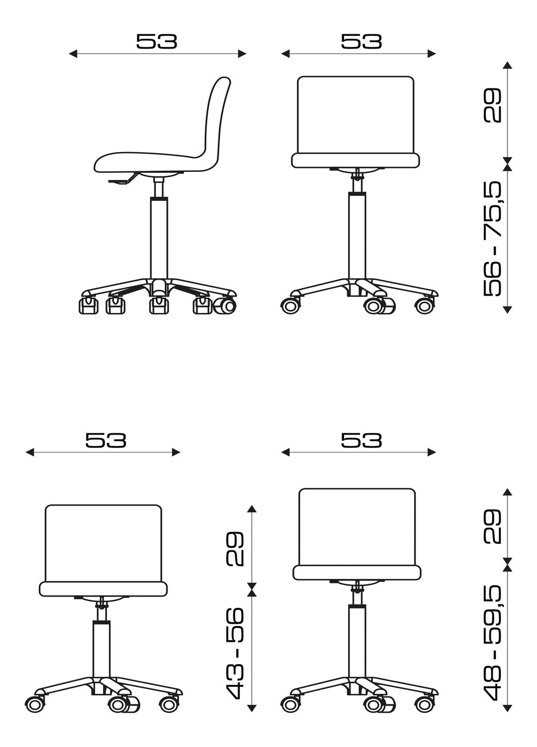 Pietranera HOCKER LEAF MIT VERCHROMTER MINI ALU FUSS UND ROLLEN, MIT GAS LIFT