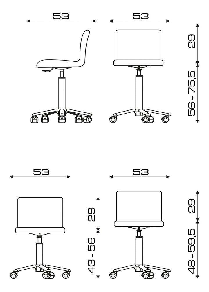 Pietranera HOCKER LEAF MIT VERCHROMTER MINI ALU FUSS UND ROLLEN, MIT GAS LIFT