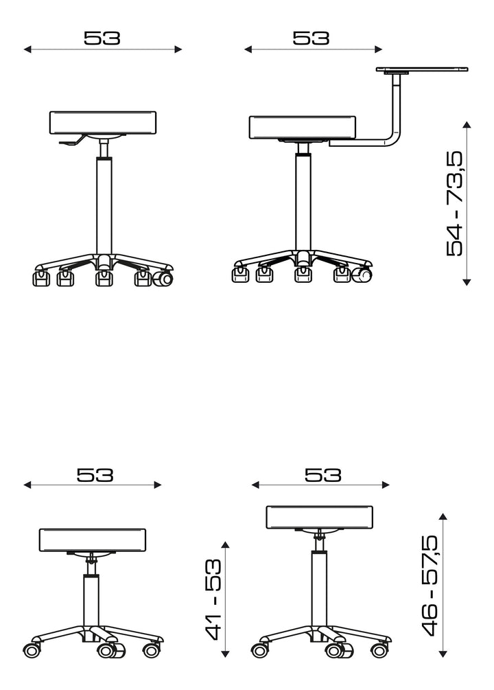 Pietranera HOCKER RIDER TRAY MIT TECHNISCHE TISCH TRAY,VERCHROMTER MINI ALU FUSS UND ROLLEN, MIT GAS LIFT