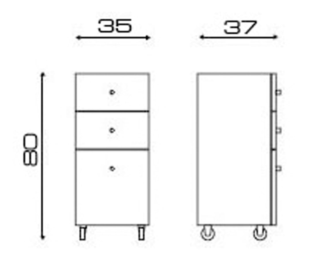 Pietranera WALLY ARBEITSWAGEN AUS EDELSTAHL MIT 1 GROSSE UND 2 KLEINEN SCHUBLADEN